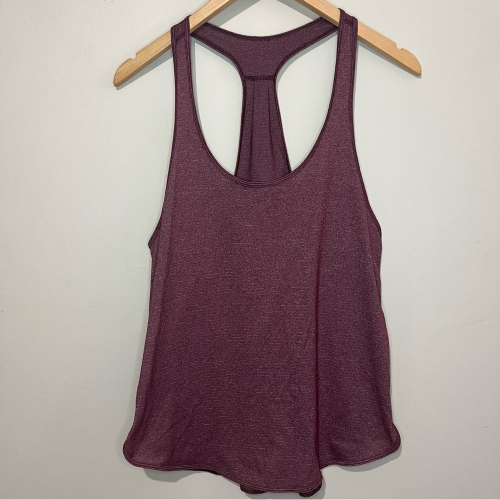 Lululemon Maroon Striped Racerback Split Hem Tank